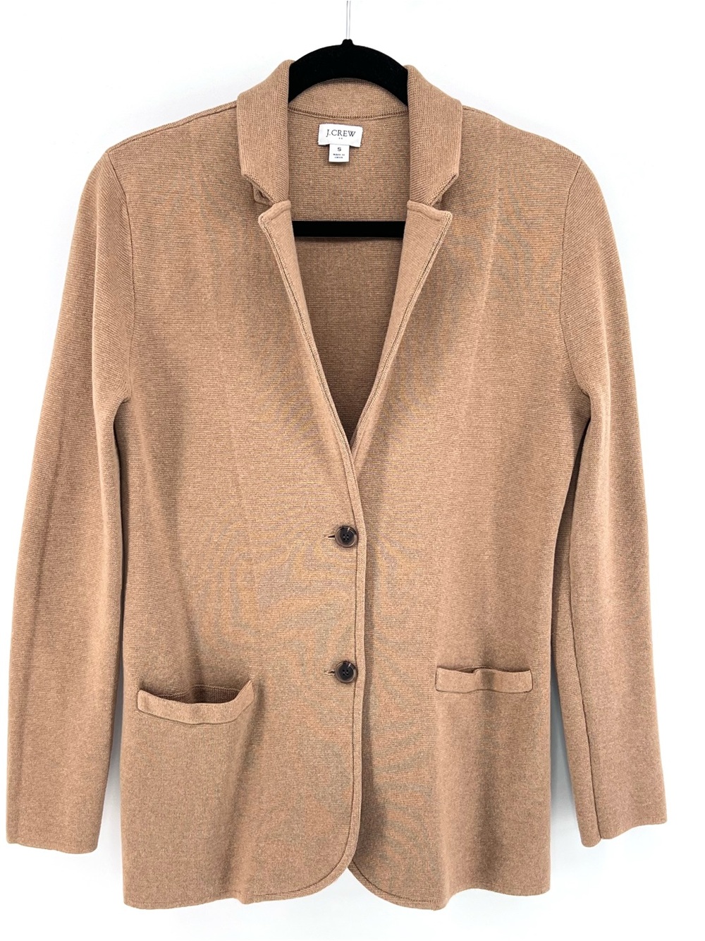 J Crew Schoolboy sweater blazer Cardigan Sz S Acorn Tan Academia Classic Preppy